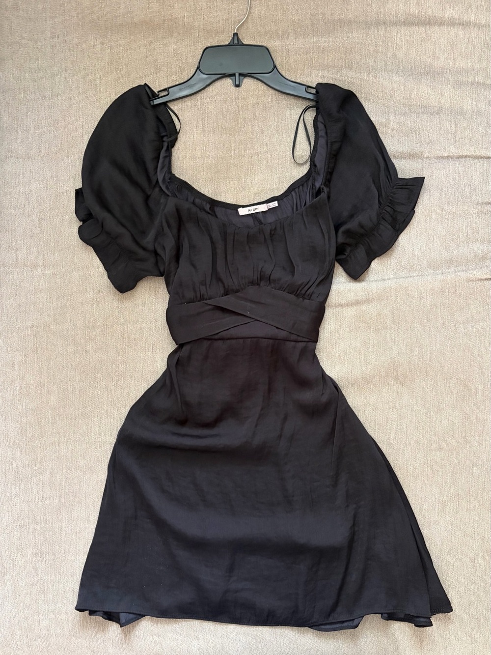 Francesca’s Black Mini Dress with Puff Sleeves